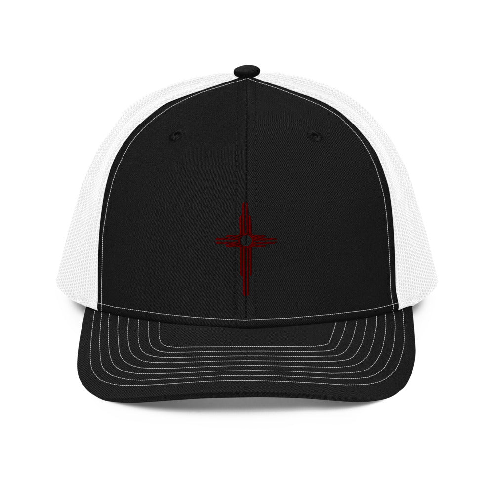 Red Zia Cross Trucker Cap