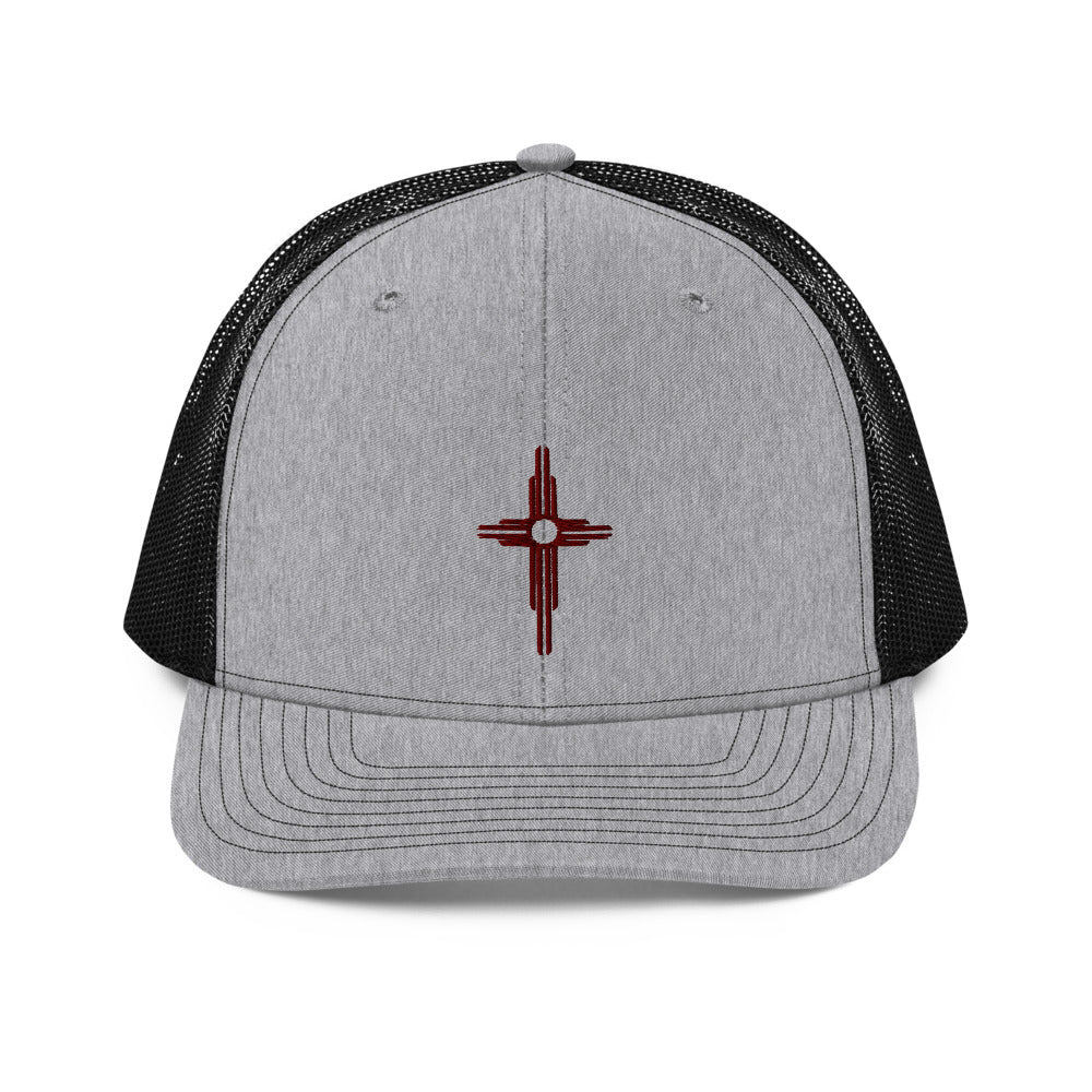 Red Zia Cross Trucker Cap